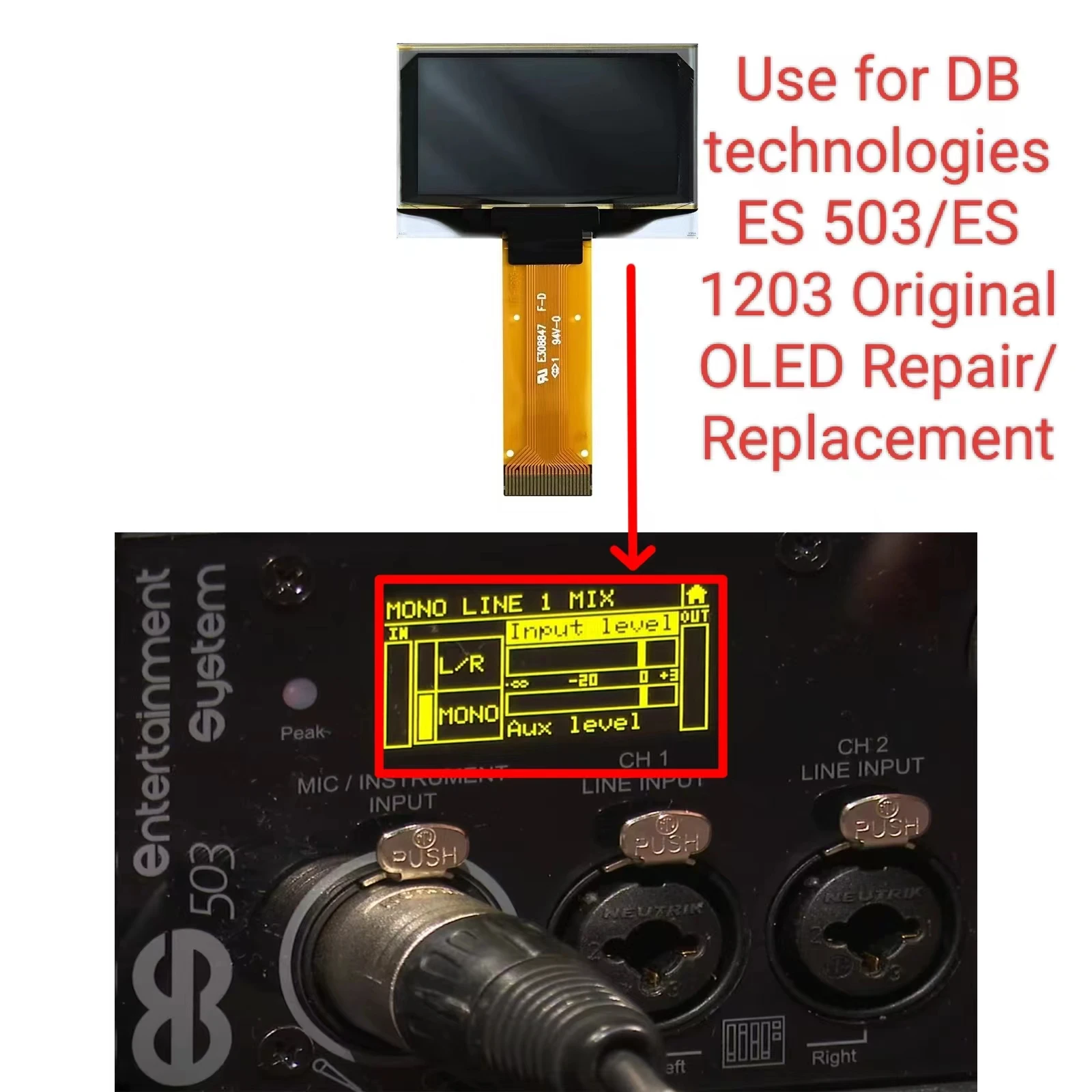 Oled Display for DB Technologies ES 503 ES 1203 Repair Parts