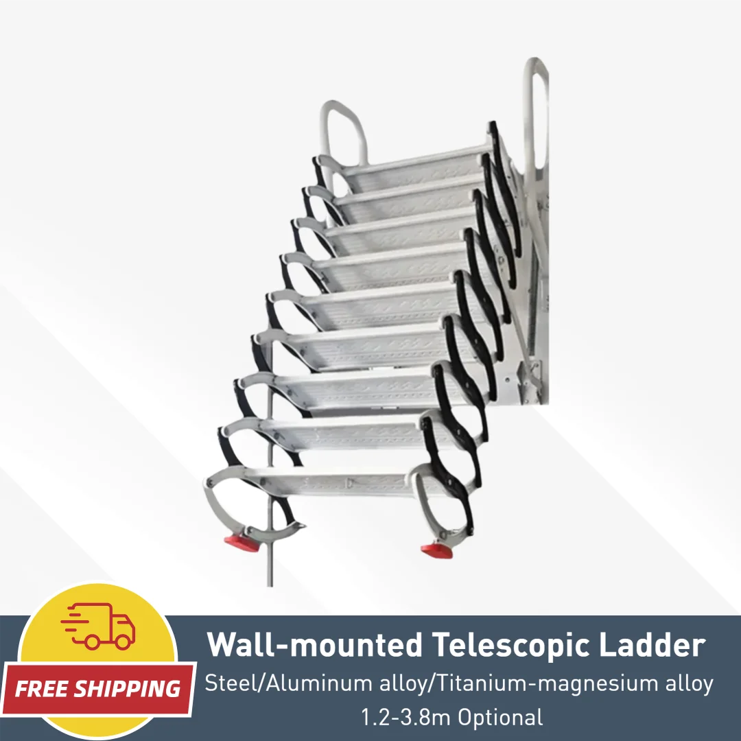 Wall-mounted Loft Telescopic Ladder Household Indoor and Outdoor Lifting Retractable Invisible Ladder