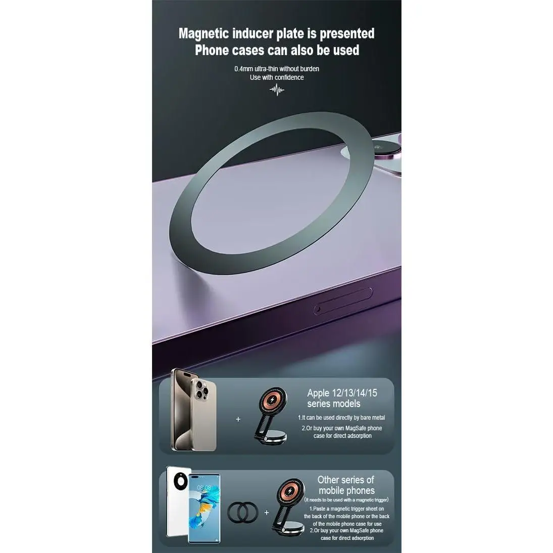 15W Wireless Car Charger Mount for MagSafe, Magnetic Dashboard Phone Holder with Fast Charging, Adjustable Cradle