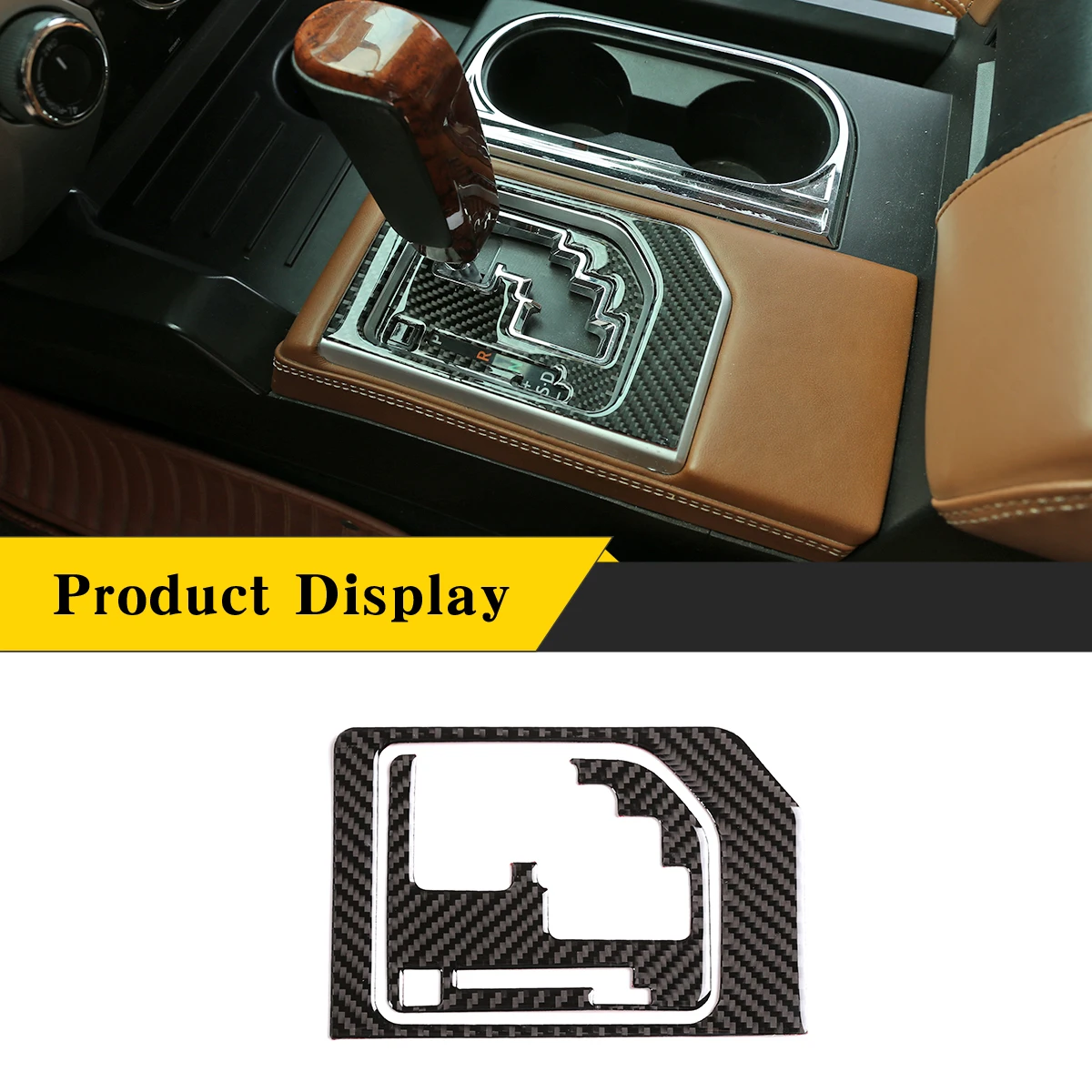 For Toyota Tundra 2014-2018 Real Carbon Fiber（Soft） Car Central Shift Gear Indicator Trim Panel Cover Sticker Car Accessories