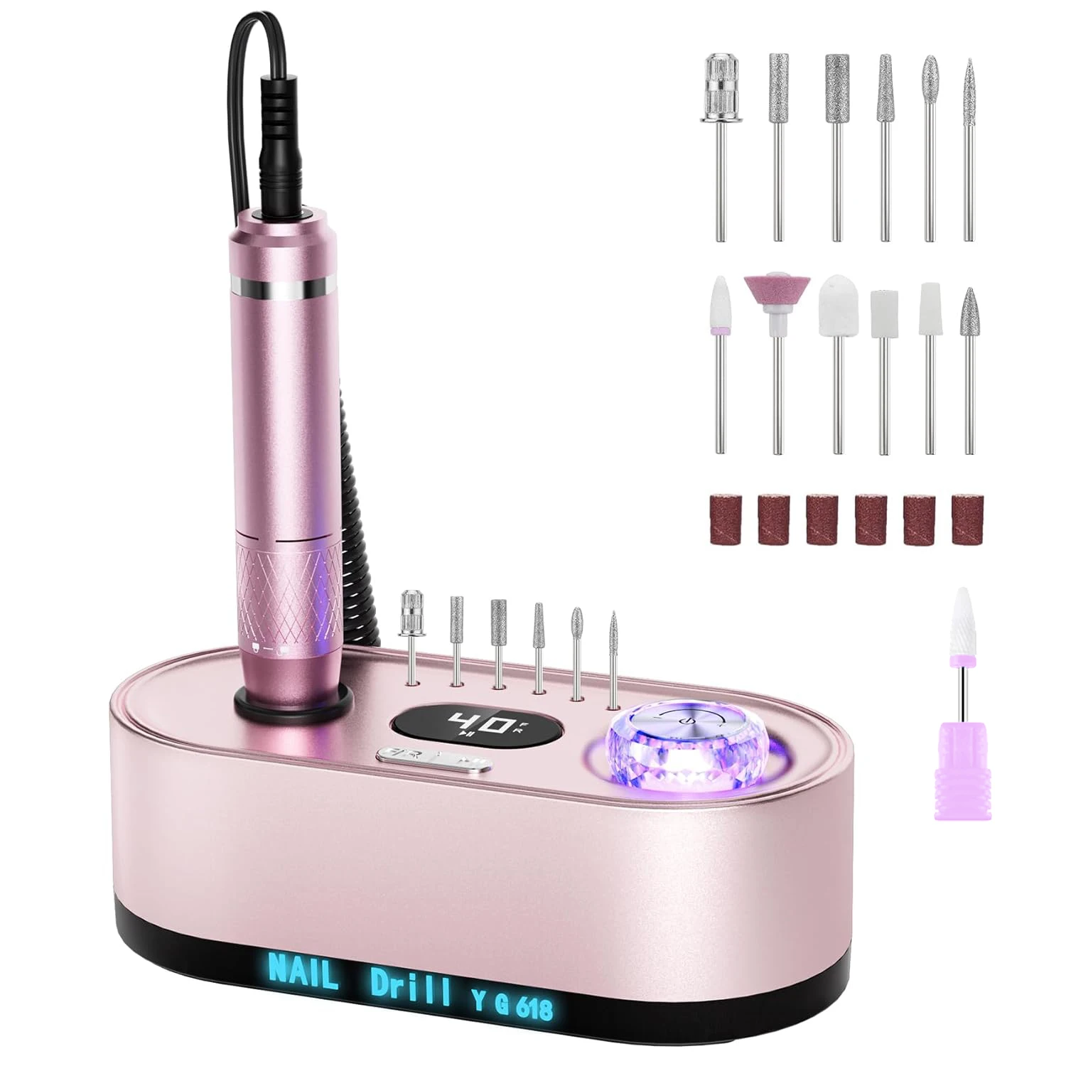 Electric Nail Drill Professional 40000RPM Electric Nail File Kit Efile Nail Drill Machine with LCD Display for Acrylic Gel Nail