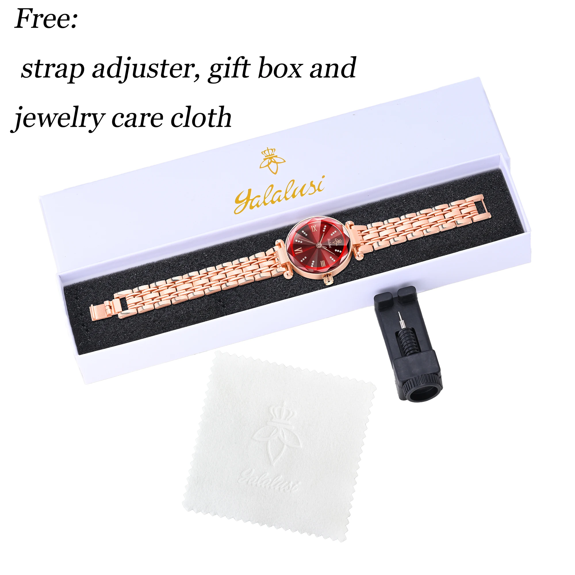 YaLaLuSi Brand 1-Piece Women's Fashion Rhinestone Rose Gold Quartz Wristwatch Work | Everyday | Trendy | Women's Gift