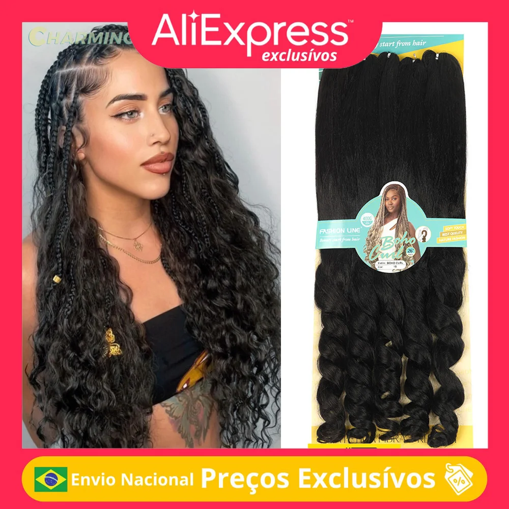 Cabelo جامبو بوهو الضفيرة الضفائر الفرنسية الفقرة الكروشيه الضفائر Cabelo جامبو Cacheado Fibra Orgânica de Alta Qualidade 400 جرام 65 سنتيمتر بوهو #1
