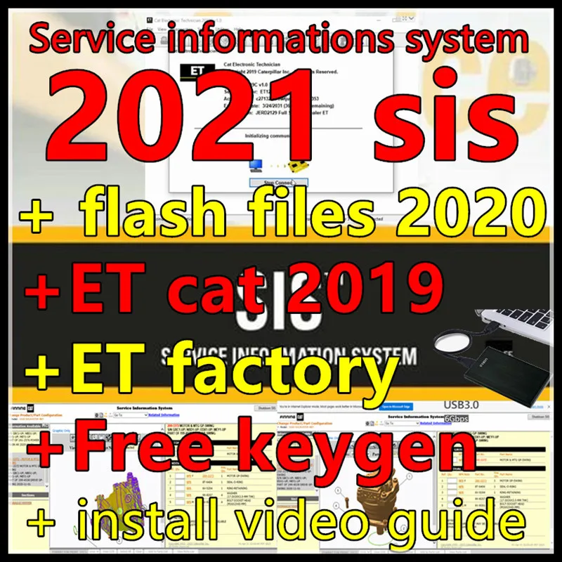 2021.1 SIS for red Caterpillar CAT Service Information System EPC Repair Software+ET 2019C+Keygen+ET Factory Keygen+ flash file