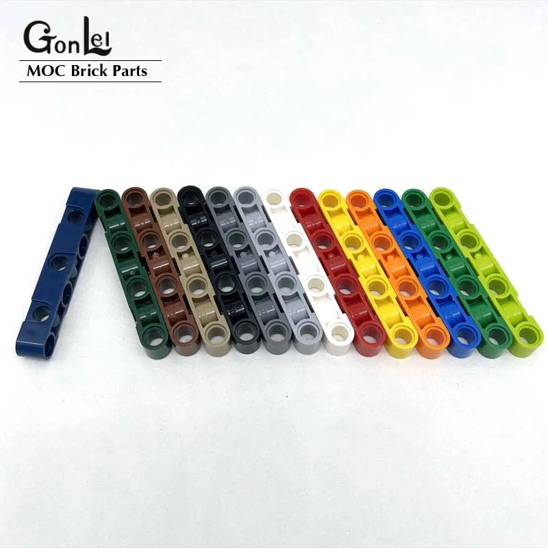 10Pcs/lot Technical Beam 1 x 7 Thick with Alternating Holes Bricks Parts Compatible with 32524 Building Blocks Particles DIY Toy