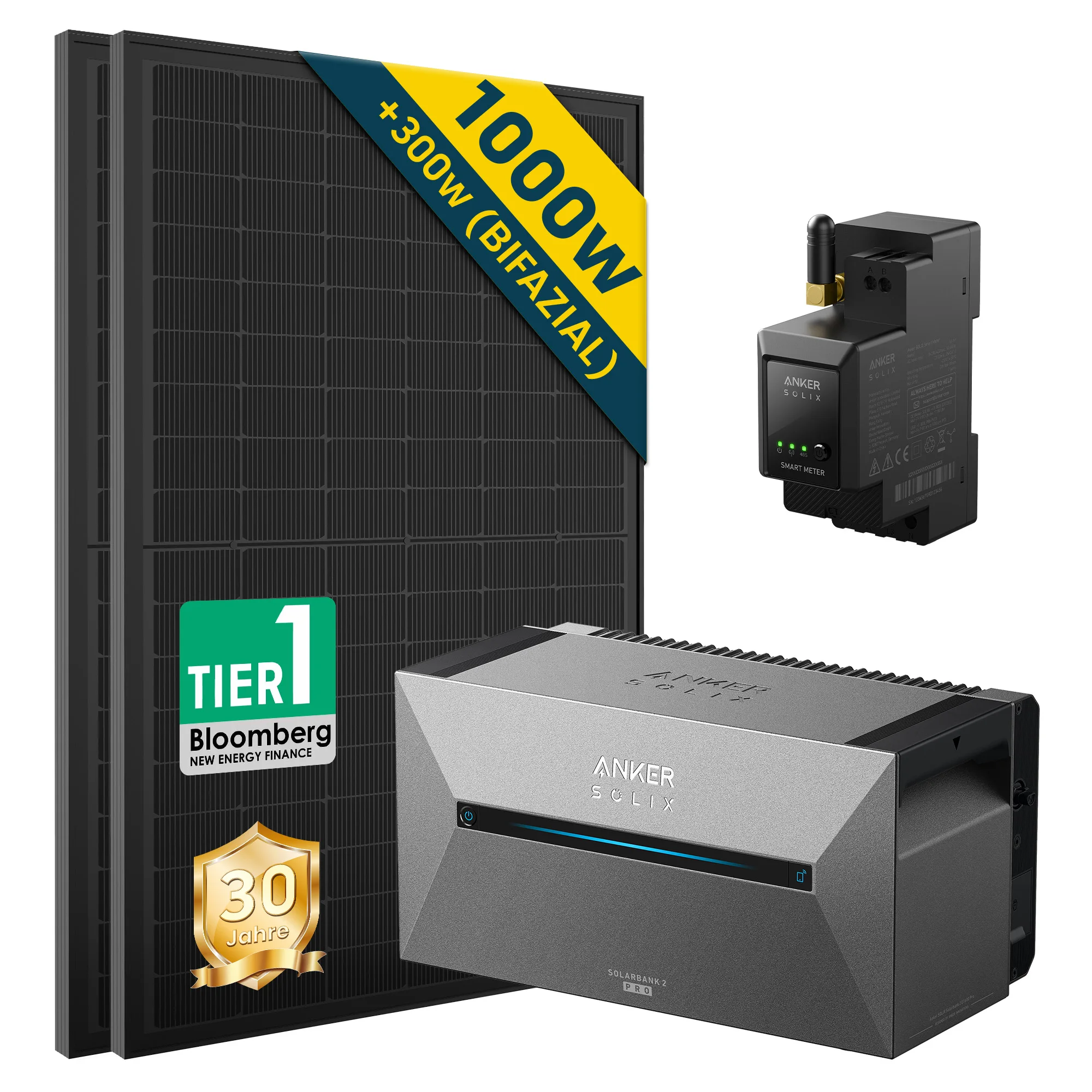 1000W balcony power plant with storage Anker SOLIX E1600 Pro 2 complete set