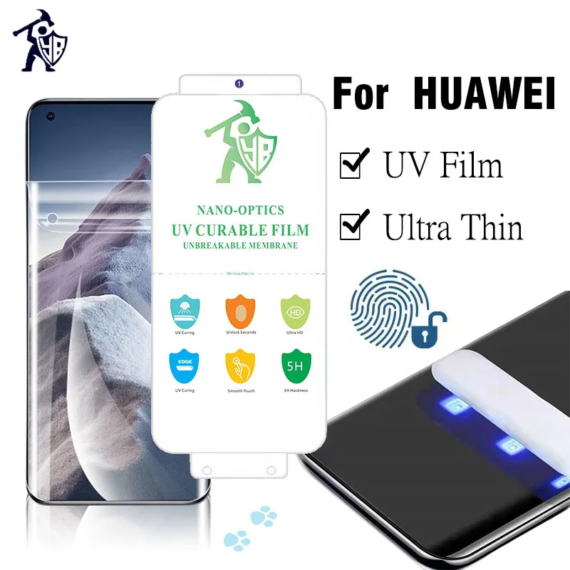 Защитная пленка из гидрогеля HD UV для Huawei Pura70 Ultra, P60, P50, P40 Plus, Mate 60, 50, 40, а также для Huawei Nova 8, 9, 11, 12 Pro