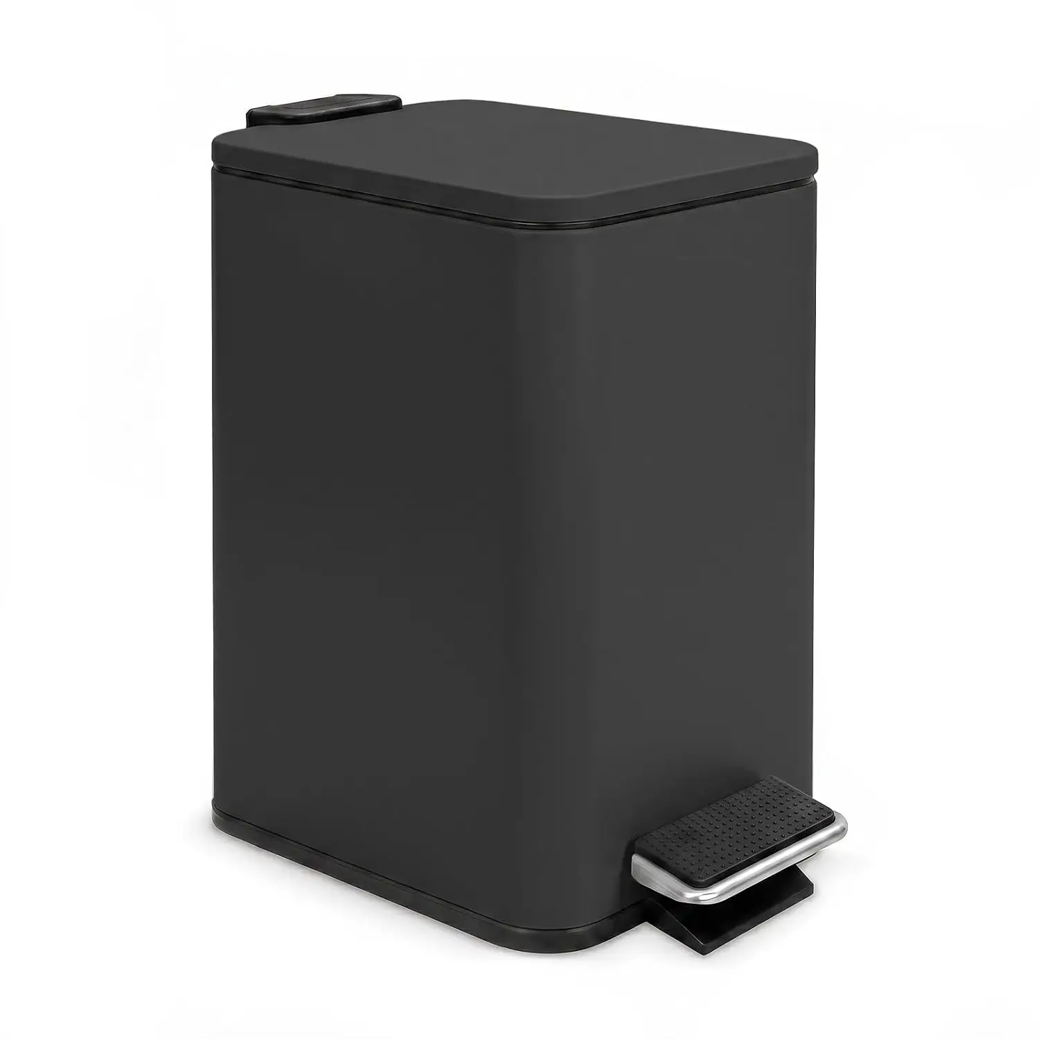 5L 1.3 Gallon Slim Bathroom Trash Can with Lid, Soft Close Foot Pedal, Hands-Free Rectangular Wastebasket, Removable Inner Bucket Waterproof Plastic Garbage Bin for Bathroom Bedroom Office Dorm Small Spaces Black