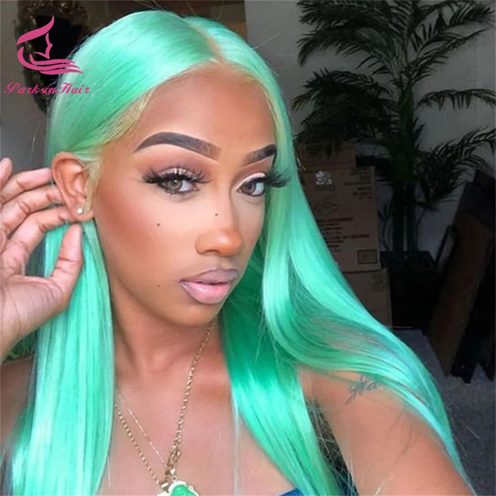 

Mint Green Human Hair Wig Blonde Colored 13x4 Lace Front Wigs For Women Brazilian Straight Lace Frontal Wig Human Hair Pre Pluck