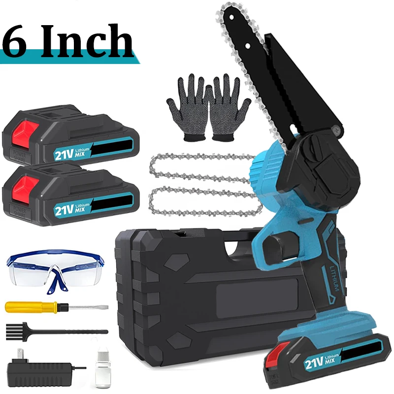 Mini tronçonneuse électrique sans fil de 6 pouces, scie électrique rechargeable pour le travail du bois, la taille des arbres et le jardinage, outils électriques portatifs pour batterie Makita 18V