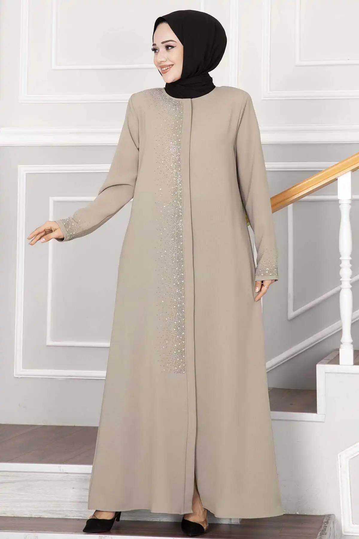 Women Hijab clothing Sprinkled Stone Detailed Hijab Abaya Muslim Abaya Dress Maxi Kaftan dresses for women Skirt Turkey