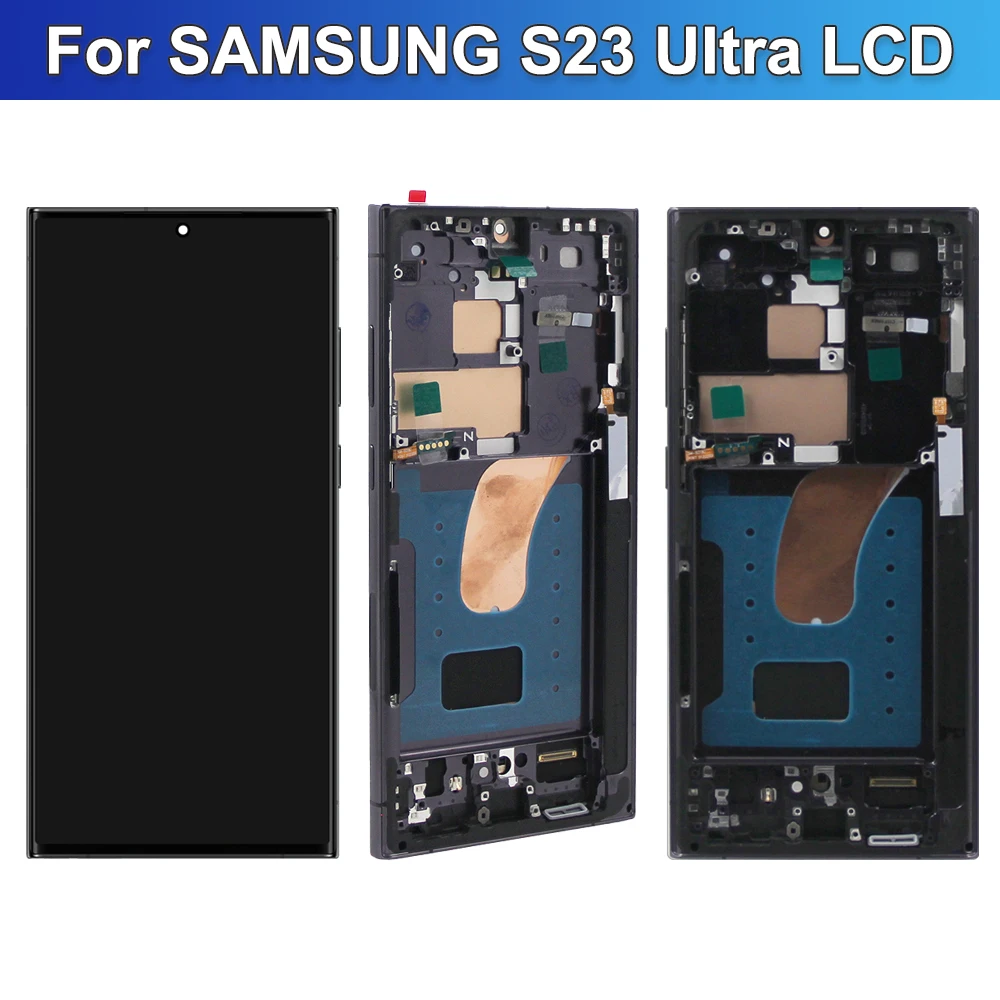 S23 Ultra Screen with Fingerprint for Samsung Galaxy S23 Ultra S918B S918B/DS Lcd Display Digital Touch Screen with Frame Parts