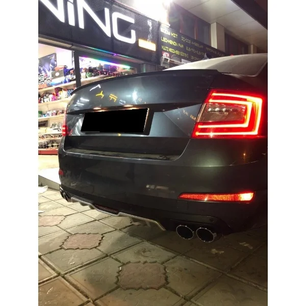 Dla Skoda Octavia tylny zderzak samochodowy dyfuzor czarny plastik ABS samochód stylizacji Spoiler deflektor Body Kit Splitter Lip Professional