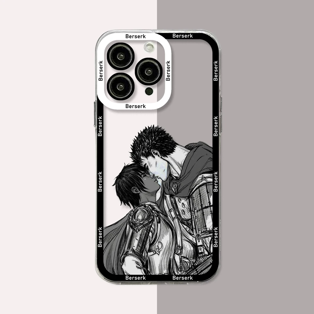 Klassische dunkle Anime Berserks Guts Handyhülle für iPhone 15 14 13 12 11 Pro Max X XR XS Max 6S 6 7 8 Plus SE20 Transparente Abdeckung