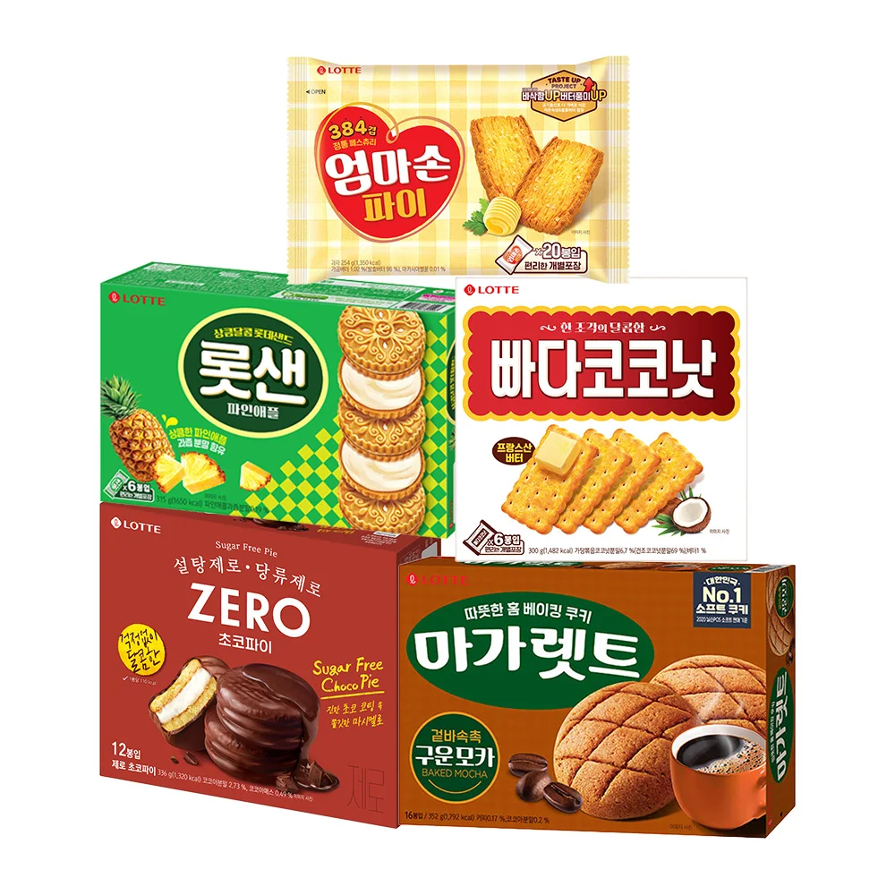 Lotte Well Food 5 kinds of large-capacity BISCUT Pie Mixed Coconut Lotte Sand Margaret Jrococo Pie pie