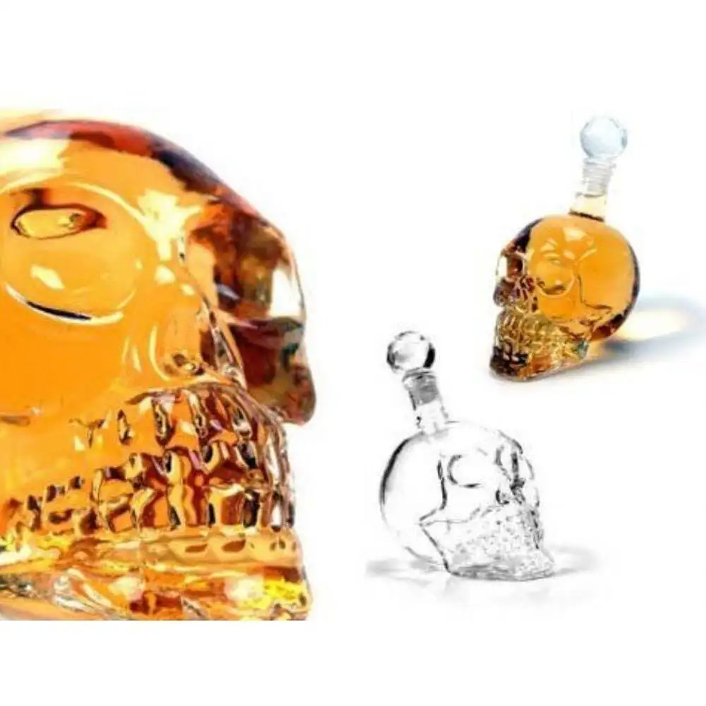 Decorative Crystal Head Dry Head Glass Bottle 350 ml Drink Water Cola Bottle Empty Bottle Gift handmade bottle Jug fast shipping