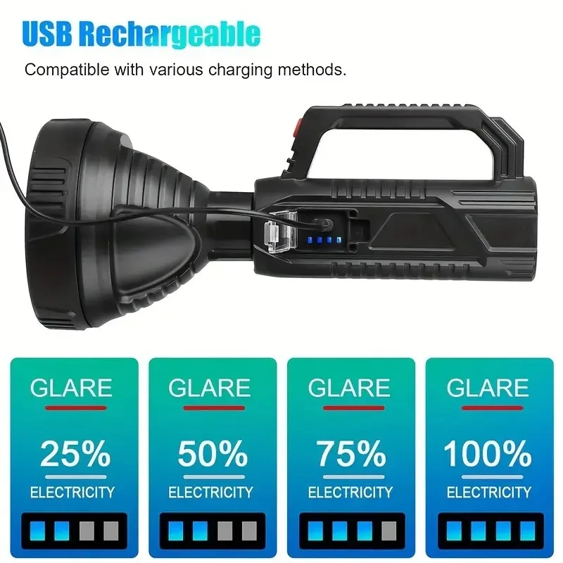 Powerful XHP100 LED Flashlight Portable Searchlight Camping Flashlights Rechargeable Spotlight Strong Light Handheld Torch Light