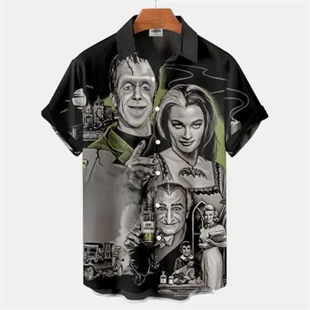 Chemises sanglantes d'horreur d'Halloween imprimées en 3D pour hommes et femmes, mode décontractée, chemises de plage hawaïennes, vêtements de créateurs, revers boutonné