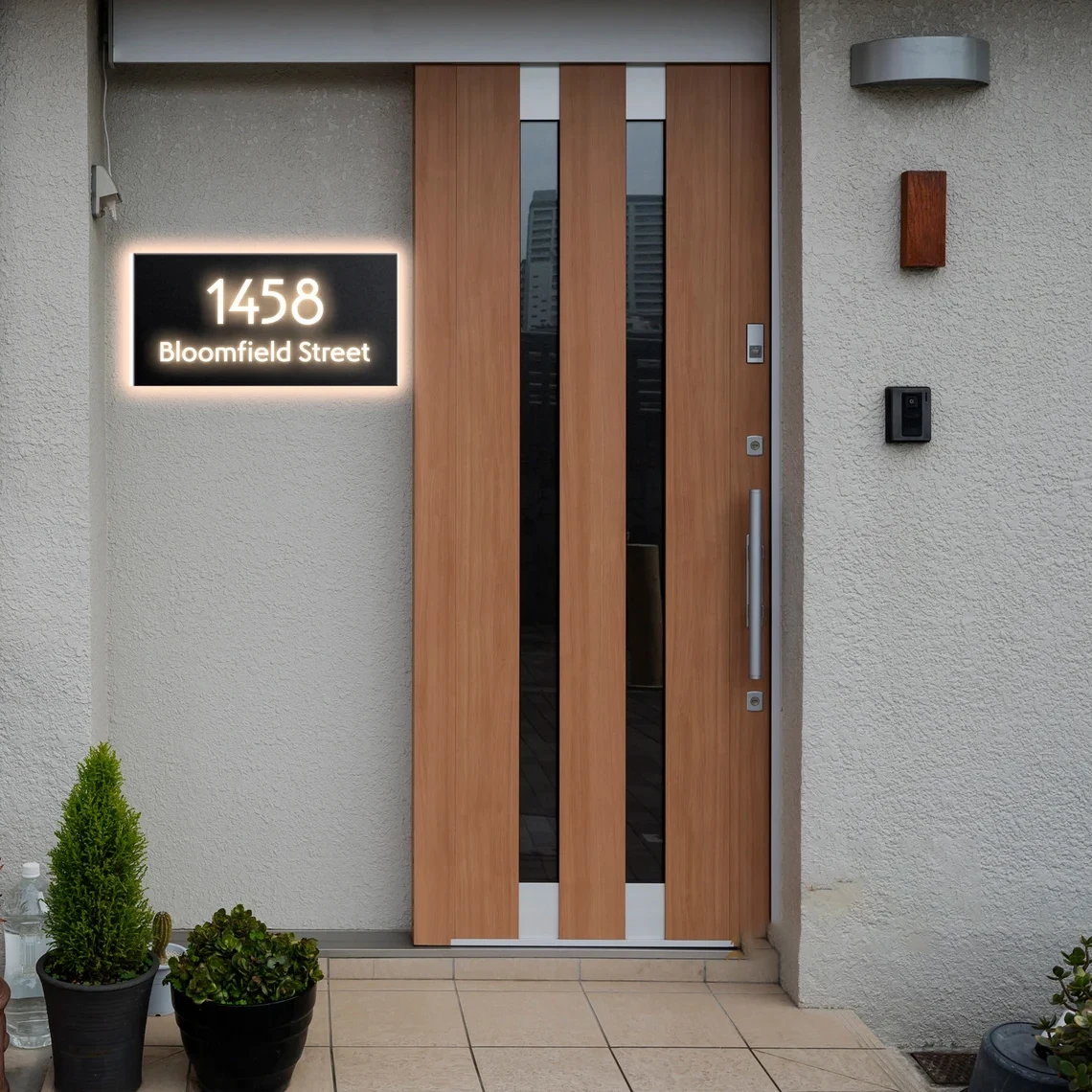 Imagem -04 - Sinal de Número de Casa Moderna Personalizada Sinal de Endereço Número Iluminado Números de Porta Presente de Casa Nova