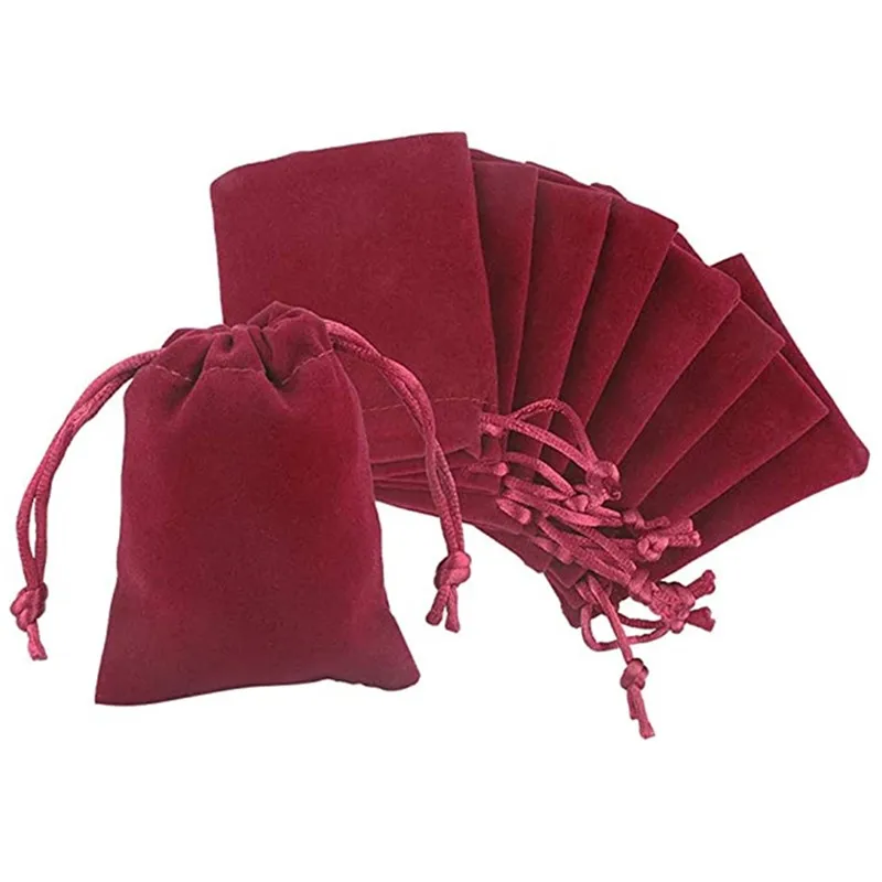 

SheepSew 20 Pcs Jewelry Bags,Velvet Cloth Drawstring Bags, 2.8''x3.6''Wine Red Pouches, Wedding Gift Bags, Candy Jewelry Pouches