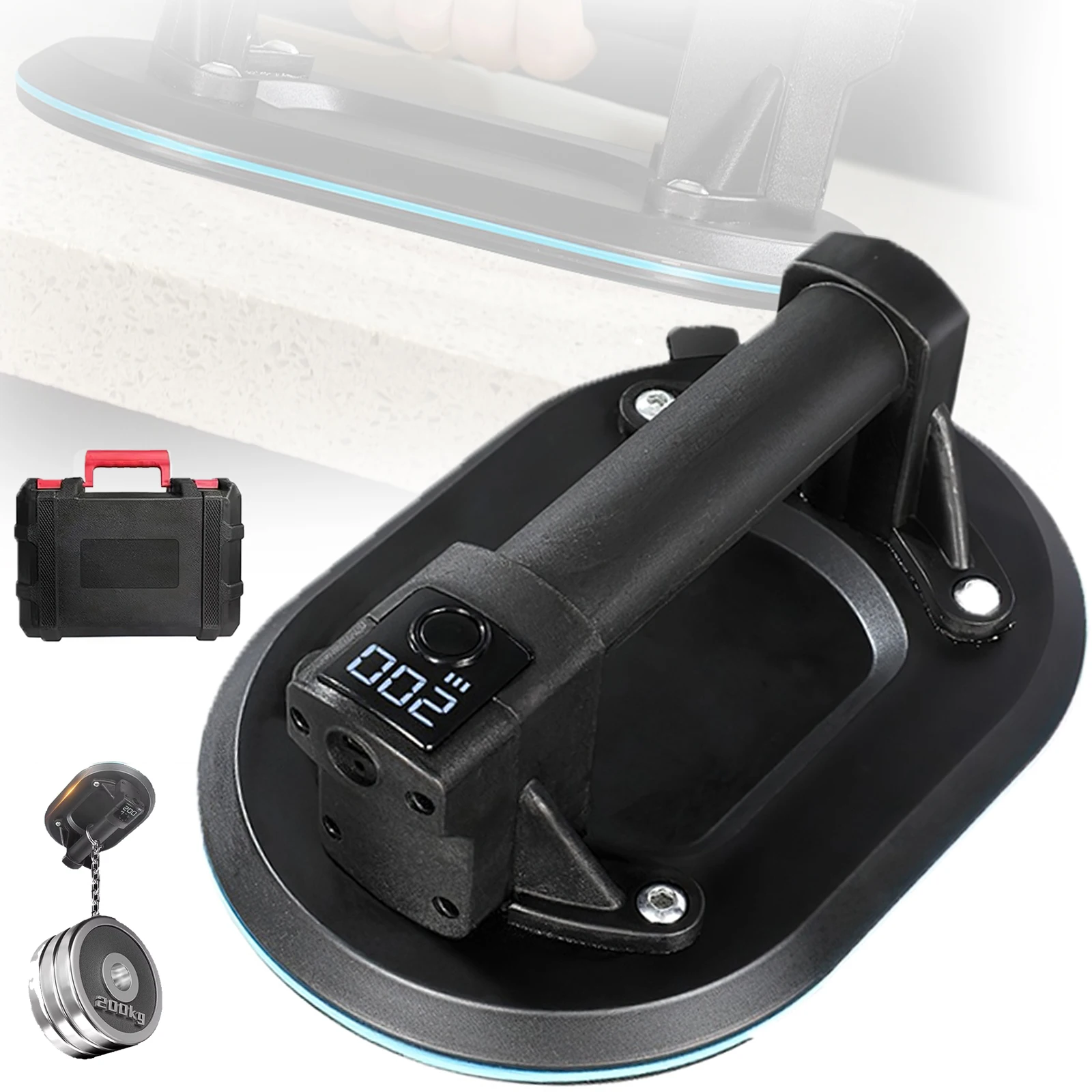 Display intelligente Ventosa elettrica a vuoto di grado industriale Capacità di carico di 200 kg Robusto vetro per piastrelle di granito Forte sollevatore