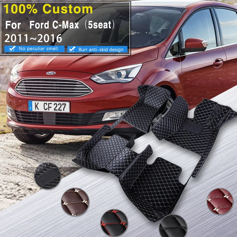 

Car Floor Mats For Ford C-Max MK2 2011~2016 5seat Leather Mat Auto Carpet Anti-dirt Pads Non-slip Floor Mat Rug Car Accessories