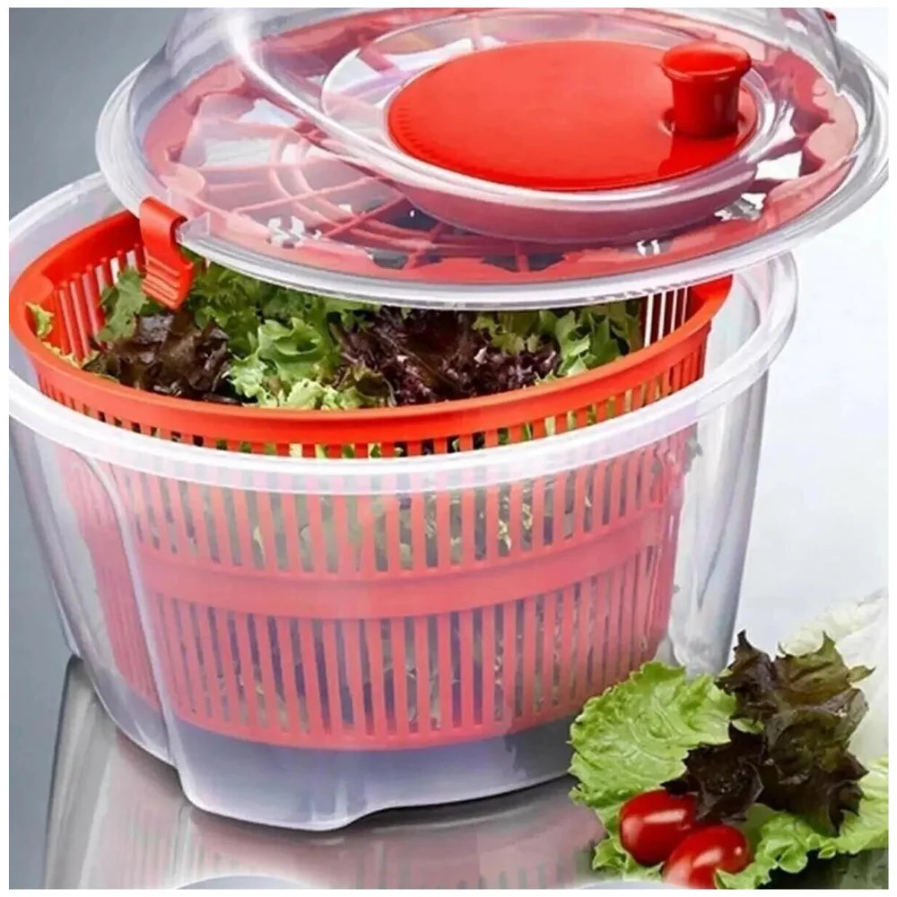 Salad And Vegetable Dryer 4.2 Lt Water Adding And Straining Vegetable Basket Strainer Walnut and Nutcracker Milk Frother Plastic