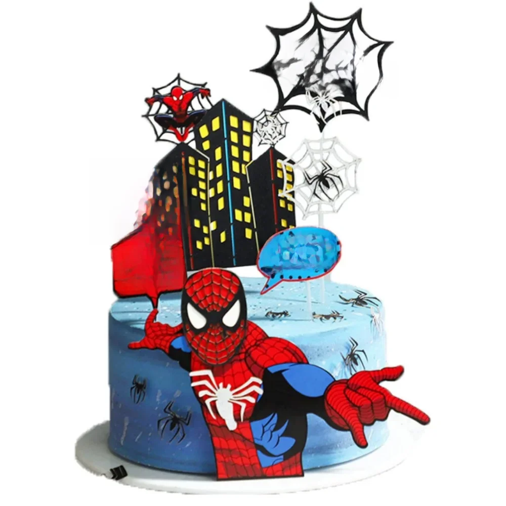 Spiderman Cake Toppers for Kids, Decorações de aniversário, ornamentos, Baby Shower Supplies,