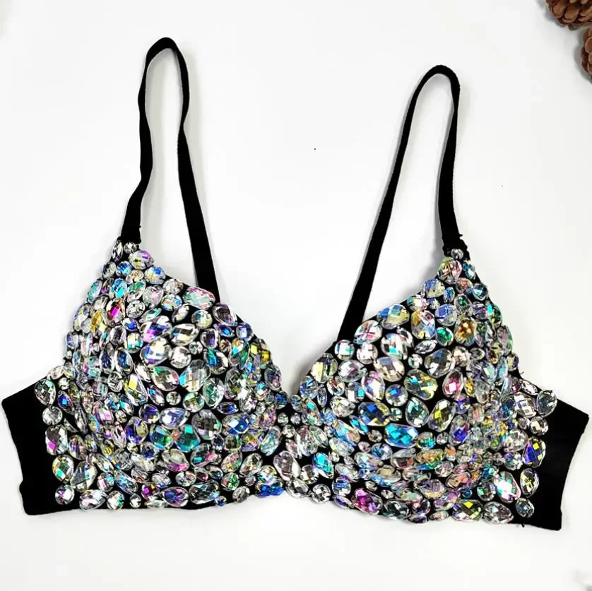 Seksowne diamenty zroszony podkoszulki dla kobiet impreza w klubie nocnym gorset biustonosz gorset bardzo krótki Backless Slim krótki top Camis Y3086 — zdjęcie 2