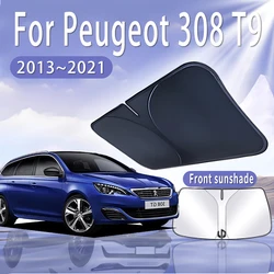 Car Sun Visor For Peugeot 308 T9 2013~2021 2016 2018 2020 MK2 Front Windshield Sunshade Heat Insulation Summer Auto Accessories
