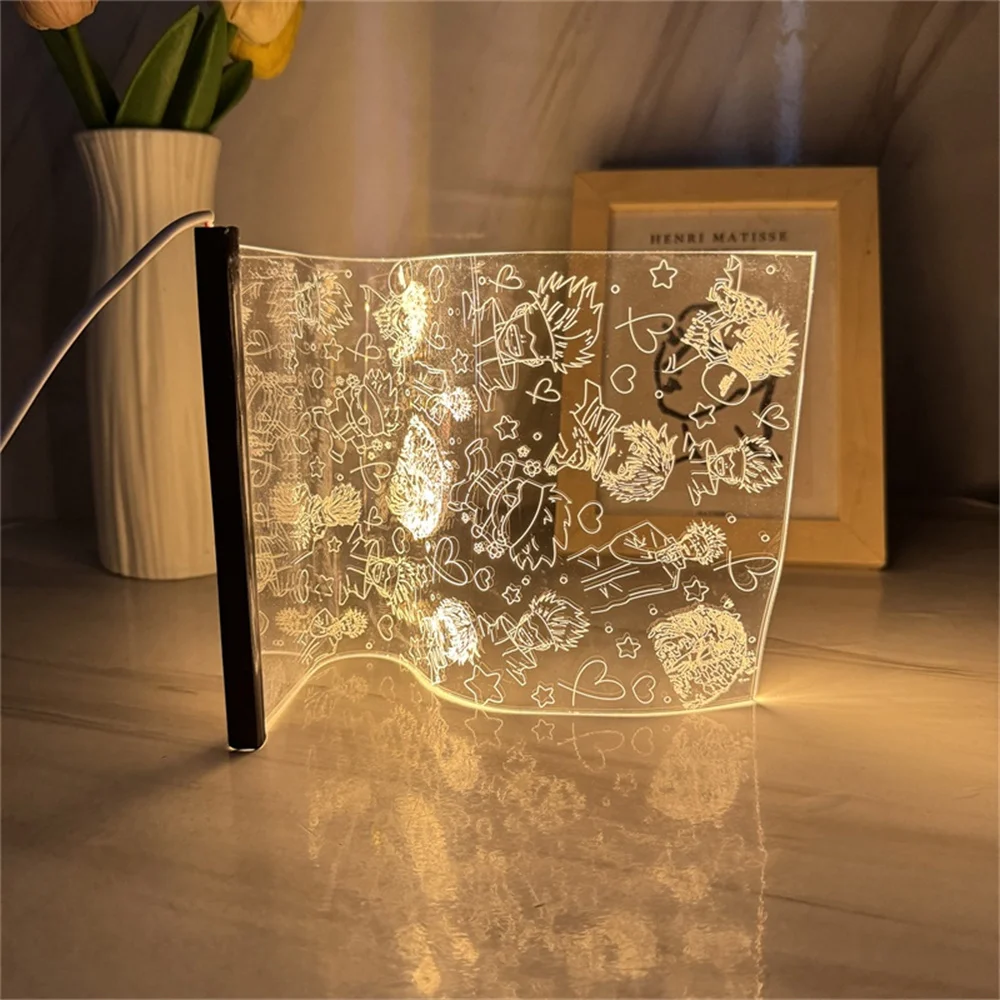 Imagem -06 - Led Scroll Lamp de Animação Japonesa 3d Atmosfera Light Acrílico Night Light 3d Mood Light Jujutsu Kaisen Art Cores Cores Presentes