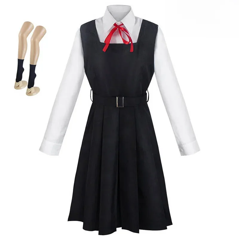 Mitaka Asa Cosplay Kostuum met Jurk Zwart Rood Stropdas Sokken Halloween Comic Con Plus Size Mitaka Asa Outfits - afbeelding 2