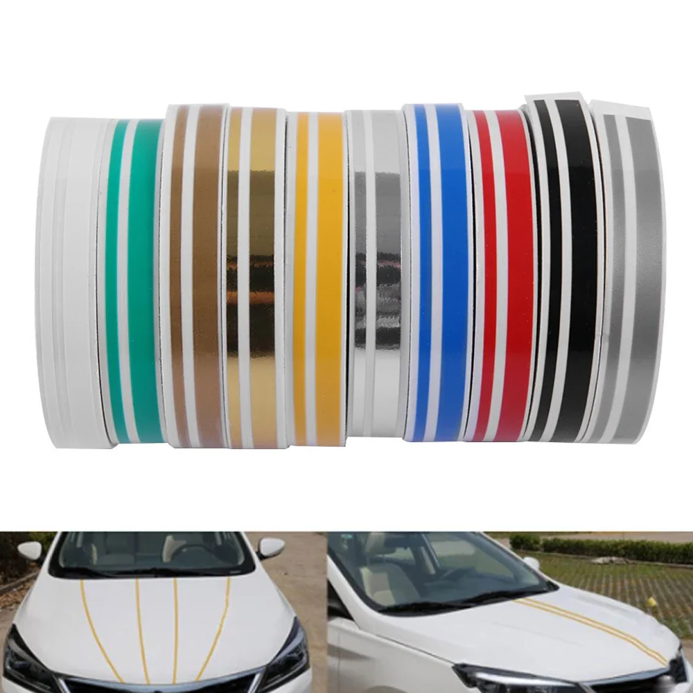 1 rouleau multicolore rayure broche rayure ligne à vapeur Double ligne bande voiture carrosserie décalcomanie vinyle autocollant voiture décoration outils de style