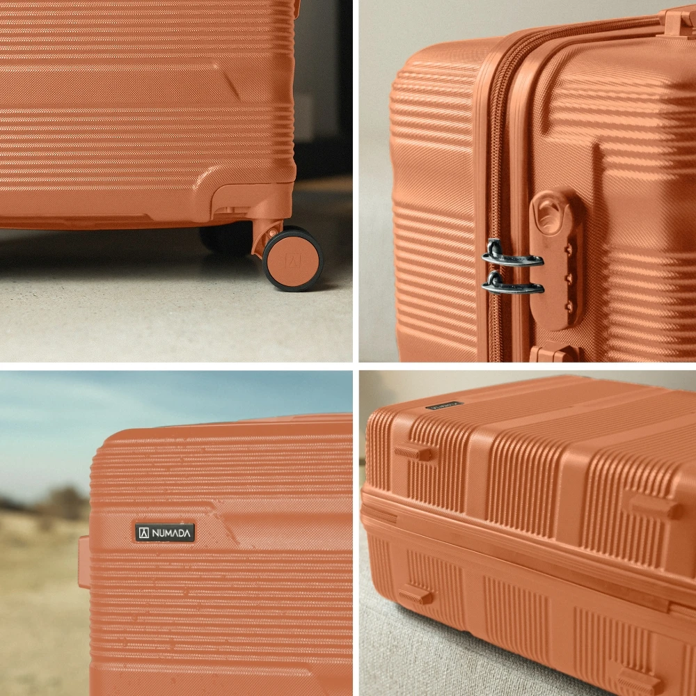 NUMADA Juego Maletas y Neceser 3/4pzs T10 ABS, Maleta Grande 78L, Maleta Mediana 60L y Cabina 55x40x20cm. Maleta grande solo en Set 4pzs