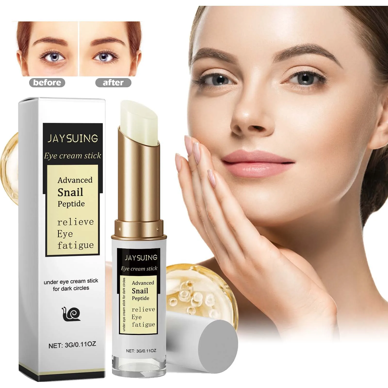 

Jaysuing 3 г крем для глаз с пептидом улитки против морщин, уменьшающий темные круги, мешки под глазами, укрепляющий осветляющий увлажняющий крем для глаз