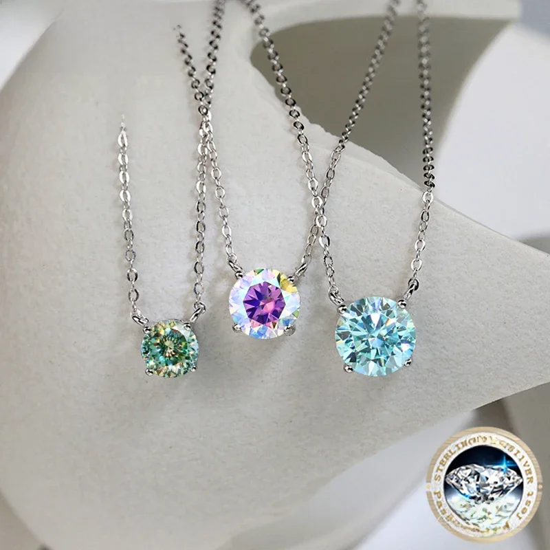 JoyceJelly 1/2/3/5 karatowy naszyjnik Moissanite dla kobiet 925 Sterling Silver Wedding Bridal Fine Jewelry dla kobiet — zdjęcie 2