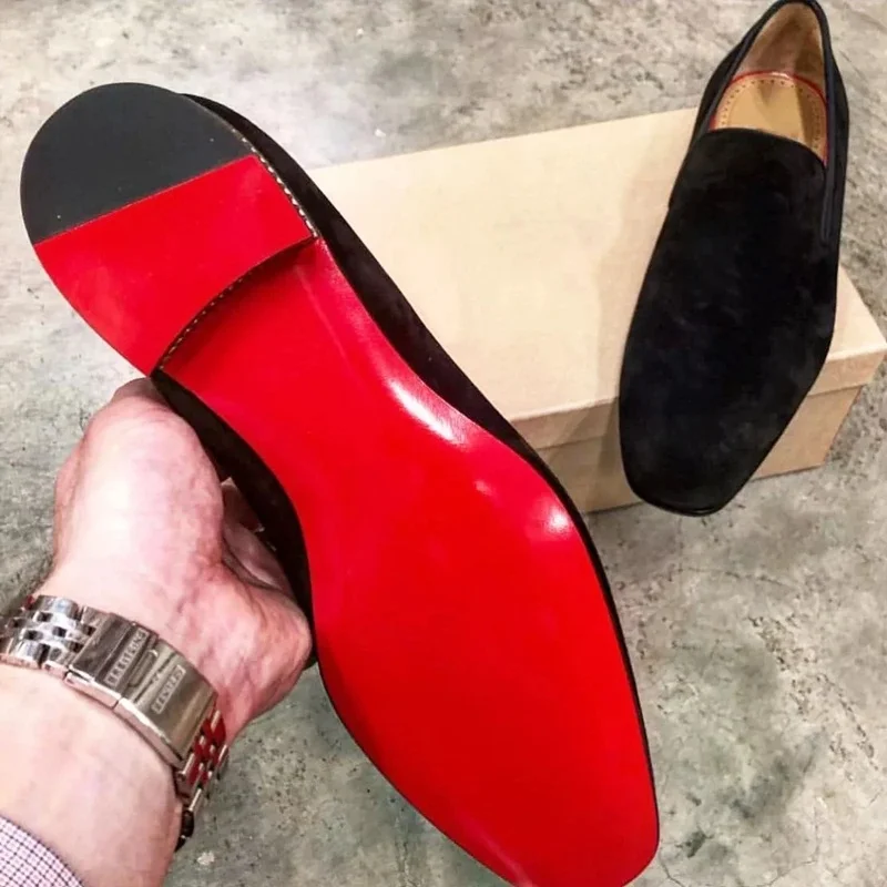 Nieuw In Rode Onderkant Schoenen Voor Mannen Loafers Kudde Solide Slip-On Partij Mannen Jurk Schoenen Maat 38-48 Gratis Verzending Mannen Schoenen - afbeelding 2