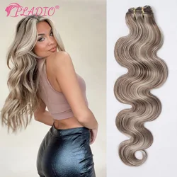 Extensiones de trama de cabello humano, mechones de cabello Remy brasileño, cosido, Balayage, doble trama, Color Natural