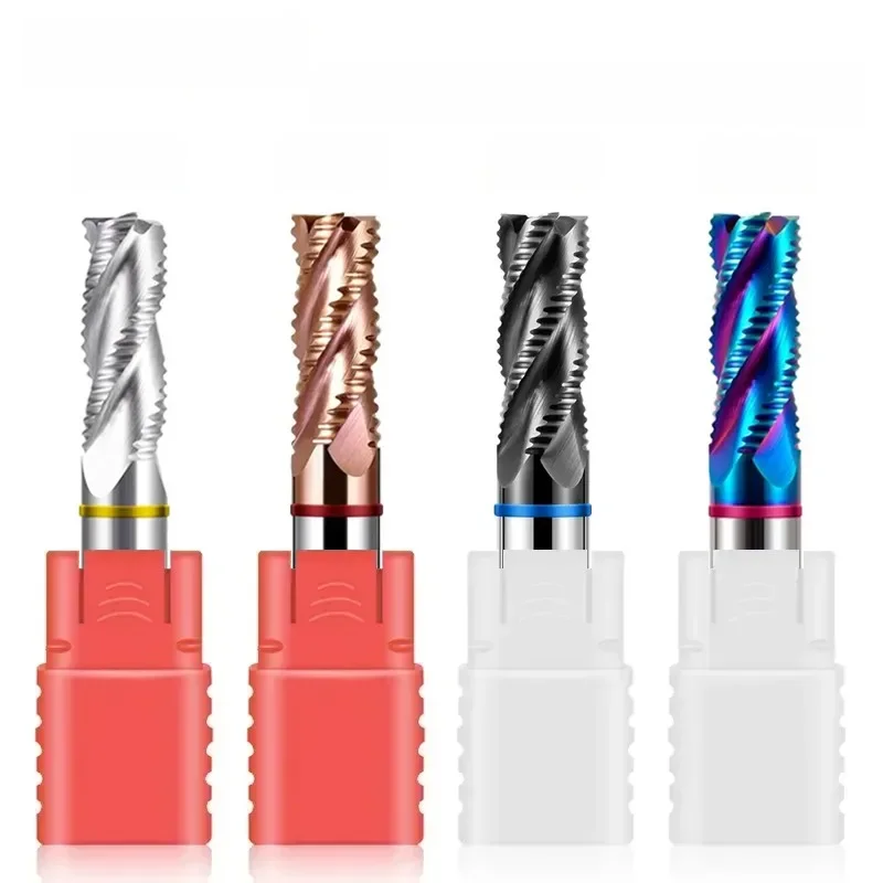 SHAZAM-Fraise d'ébauche en carbure d'acier au tungstène à anneau coloré à 4 cannelures, revêtement de caractéristique, fraises en bout en acier, outils CNC