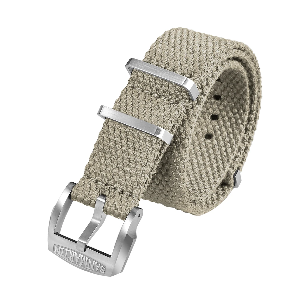 San Martin Flachsarmband, hochwertiger Militärstil, geeignet für 20 mm 22 mm Universal-Armband, 316L-Schnalle, Uhrenteile 6
