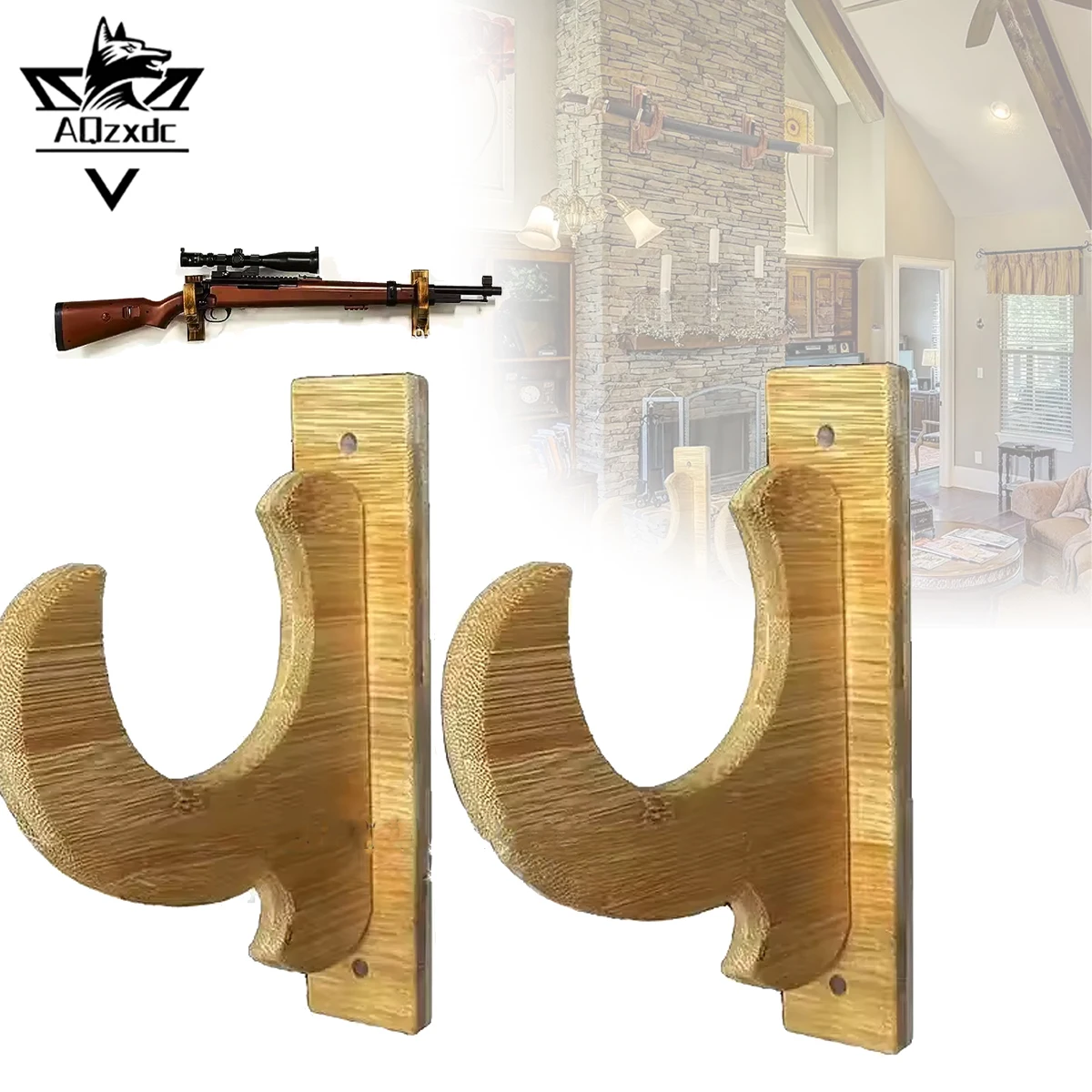 

Tactical Wall Mounted Gun Rack Living Room Wall Wooden Rifle Shotgun Storage Rack Airsoft Paintball Home Display Accessories