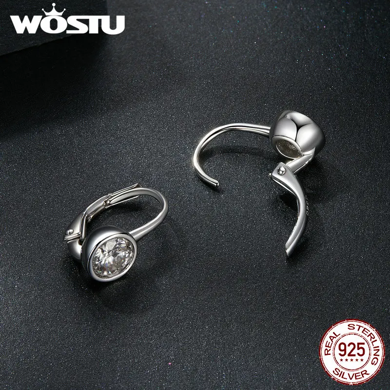 WOSTU 1CT Moissanite Drop Dangle Earrings Lab Diamond 925 Sterling Silver Sparkling Ear Buckles Women Wedding Valentine Day Gift