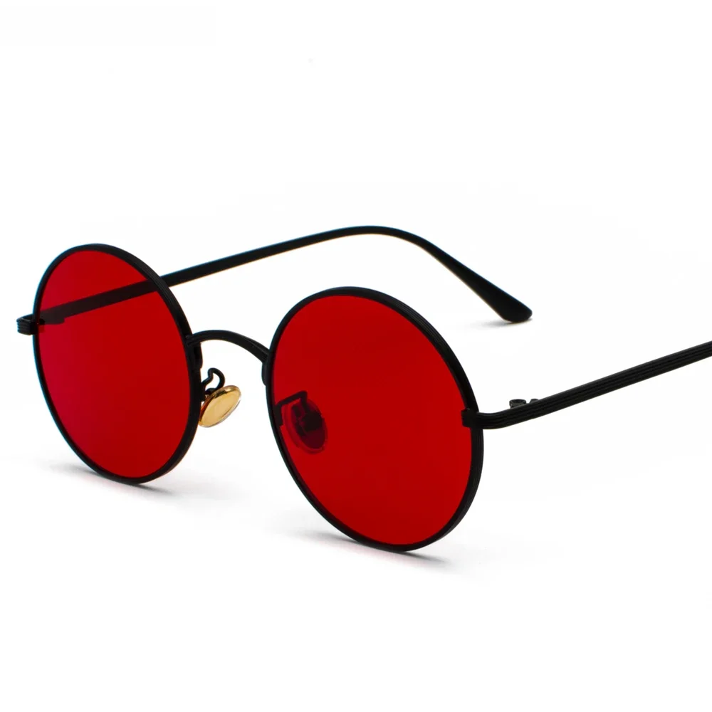 Damskie okulary przeciwsłoneczne Kachawoo z czerwonymi soczewkami, okrągłą metalową ramką, vintage, retro okulary przeciwsłoneczne dla mężczyzn, unisex, prezenty urodzinowe — zdjęcie 2