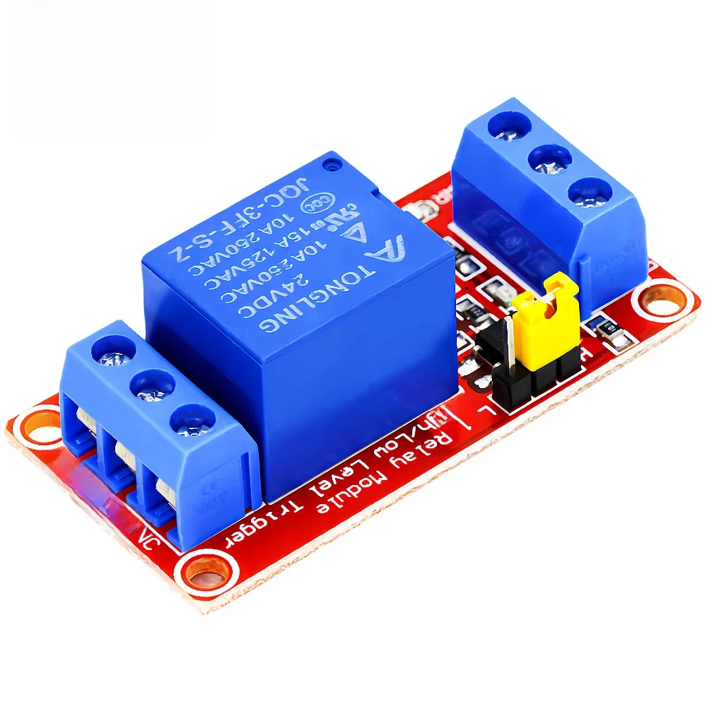 Module de relais 1 canal 5V 12V 24V, bouclier de carte avec Support d'isolation optocoupleur, déclencheur de niveau haut et bas pour Arduino