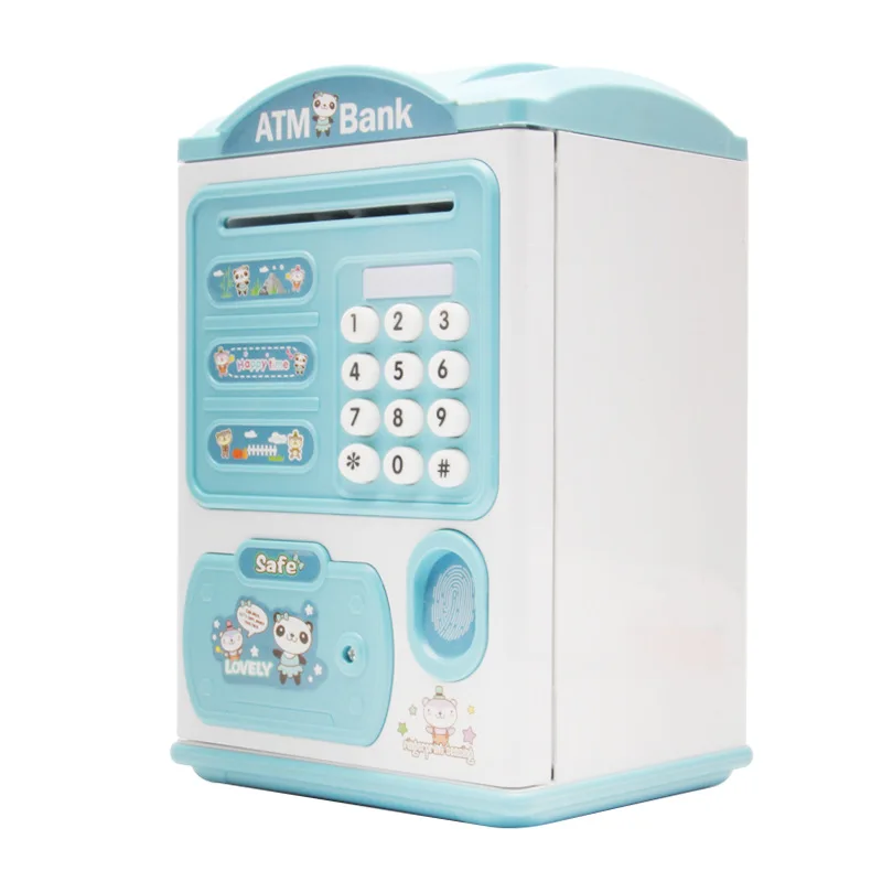 Intelligence Cash Box Digital Coins Cash Saving Safe Deposit Mini ATM Machine Fingerprint Piggy Bank Toy Kids Gift