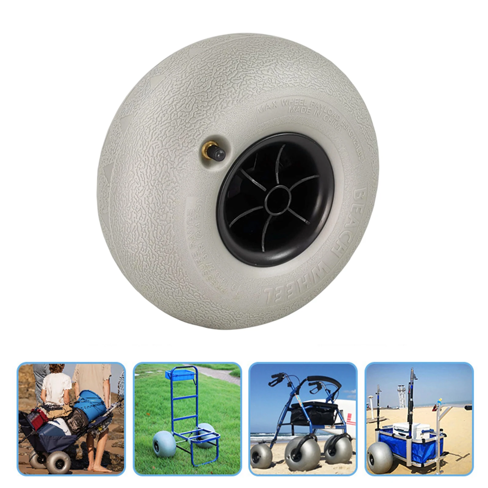 10In Balloon Wheels Professional Accessories for Beach Kayak Trolley Fishing Cart,Professional Fishing Cart Replacement Tire