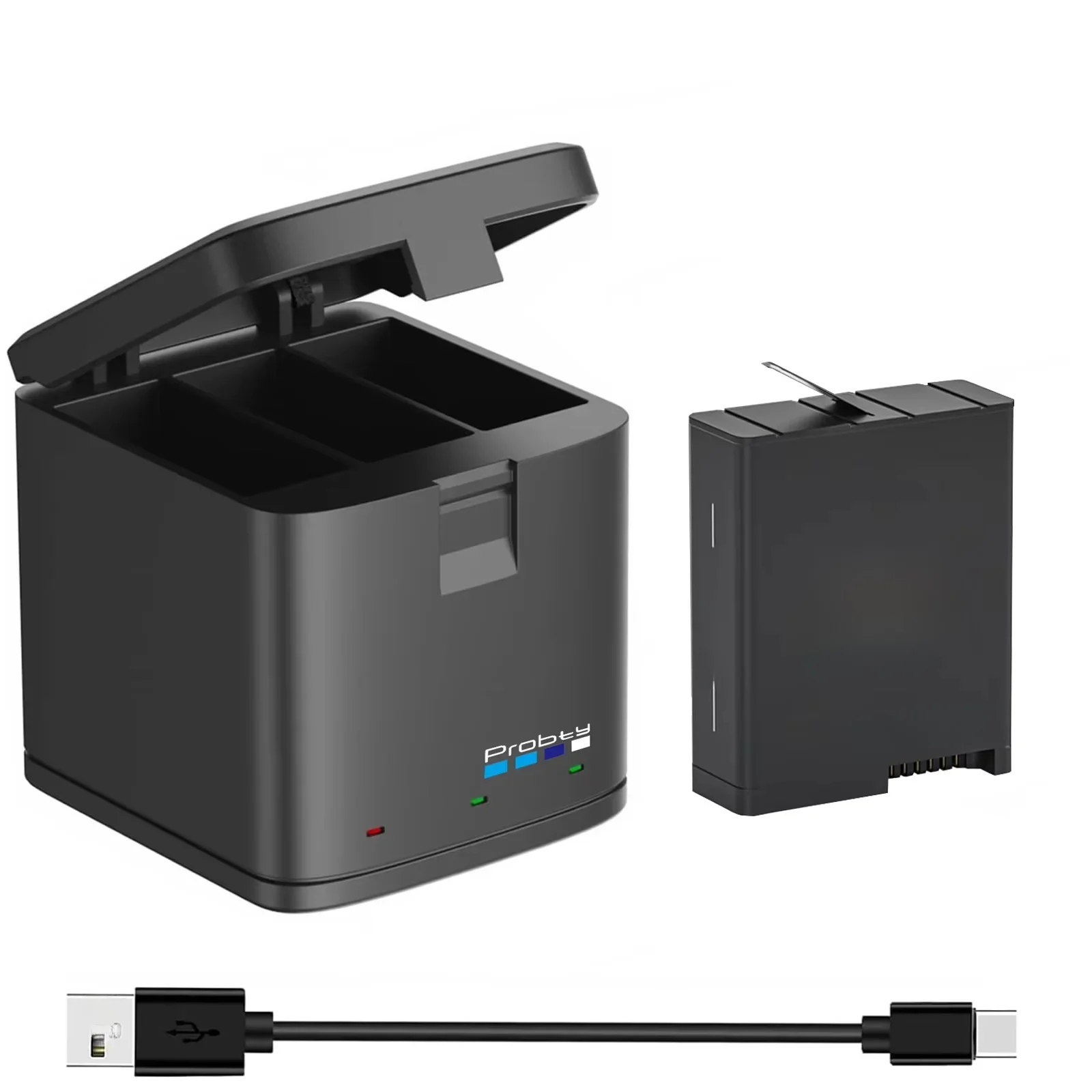 Oryginalna bateria Probty 2280 mAh do GoPro Hero 13 + ładowarka z 3 gniazdami do ładowania, akcesoria do kamery GoPro Hero 13 Black. — zdjęcie produktu 7