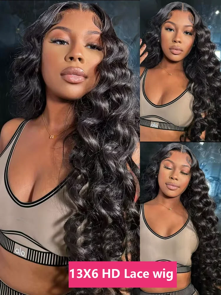250 Density Loose Waves Wigs Human Hair Deep Wave 13X6 Hd Lace Frontal Wigs Curly Human Hair Wigs With Bleached Knots 30 40 Inch