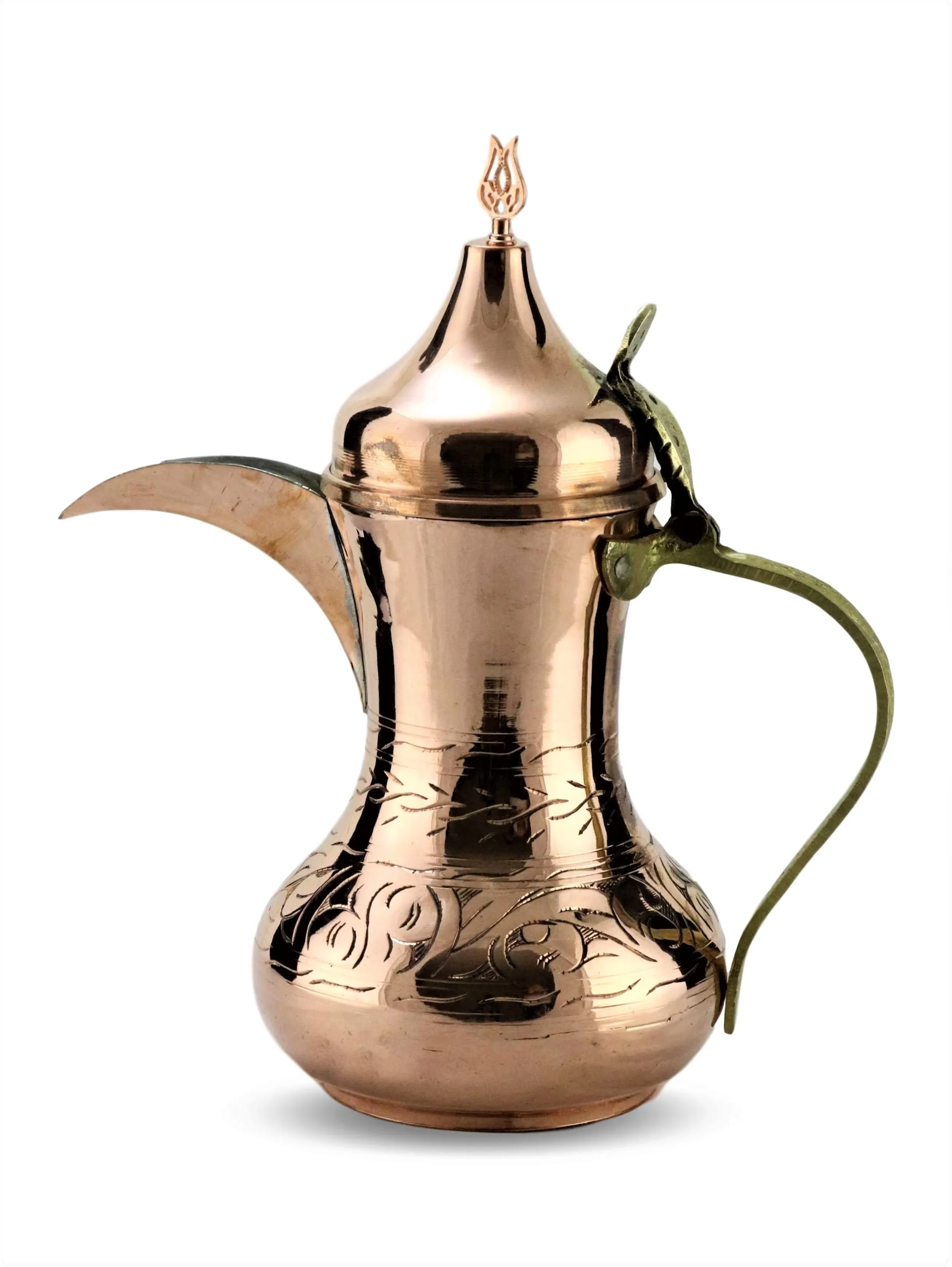 

Mırra Large Size Copper Arabian Teapot Milk Pot 1,300 ml ,0.8 mm Copper Chisel Engraved Copper Mırra Teapot(1108)