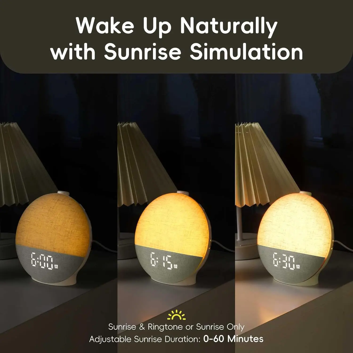 Sunrise Alarm Clock,White Noise Sound Machine with 30 Soothing Sounds,Natural Wake Up Light ,for Bedrooms Heavy Sleepers Gift